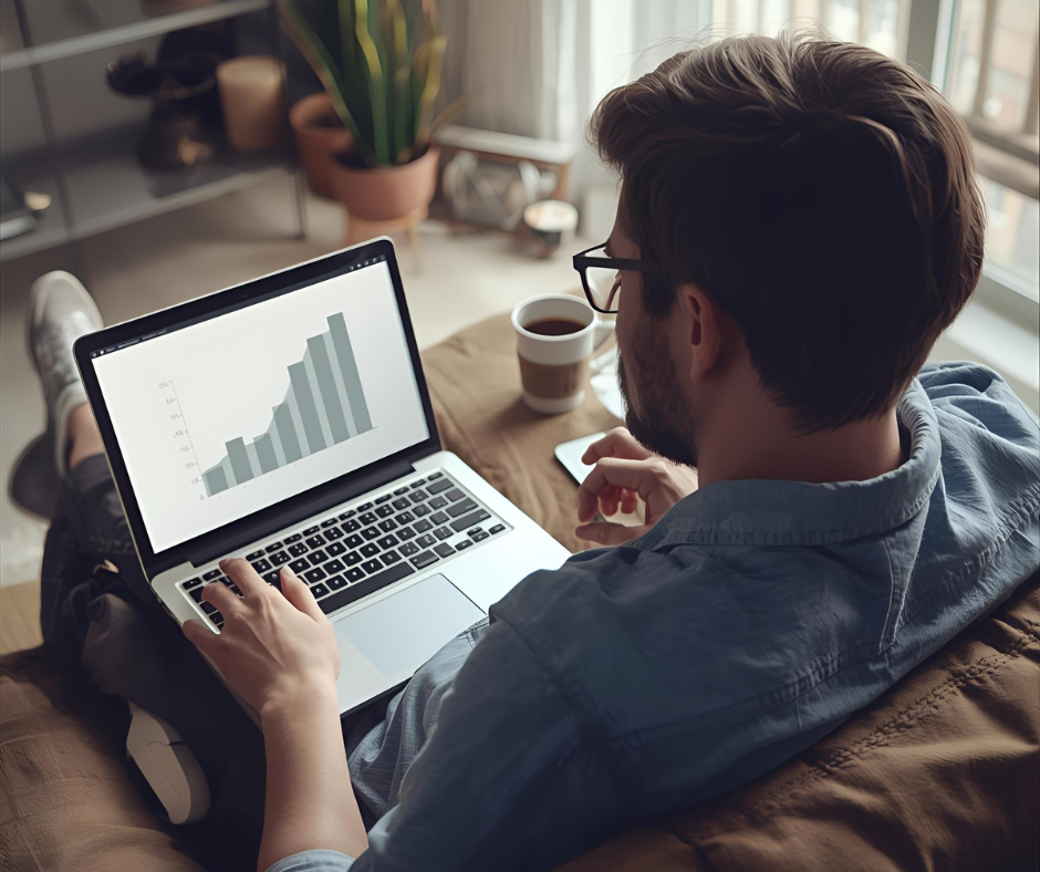 Confident person reviewing investments online, showing how to avoid beginner investing mistakes.