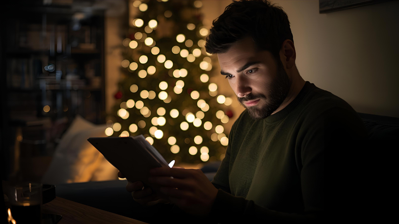Person reviewing a holiday list while calmly setting spending boundaries at home